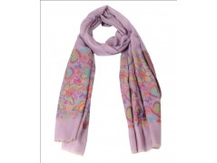 Pure Pashmina Stole / Shawl in Purple Color with Butterfly Design Size 70*30
